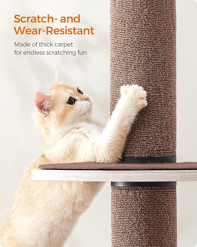 Feandrea Clickat Collection - No.005 Cat Tree Spare Part Kit, Replacement Parts, Machine Washable Felt Pads, Cotton-Linen Fabric, Easy to Attach and Detach Scratching Post, Mat, Pompom