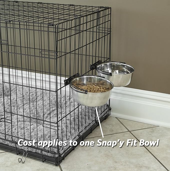 MidWest Homes for Pets Snap'y Fit Stainless Steel Food Bowl / Pet Bowl, 10 oz. for Dogs, Cats, Small Animals, Silver, 10 Ounces (1.25 cups)