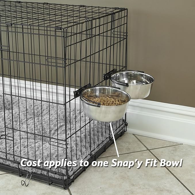 MidWest Homes for Pets Snap'y Fit Stainless Steel Food Bowl / Pet Bowl, 2 qt. for Dogs & Cats (42), Silver