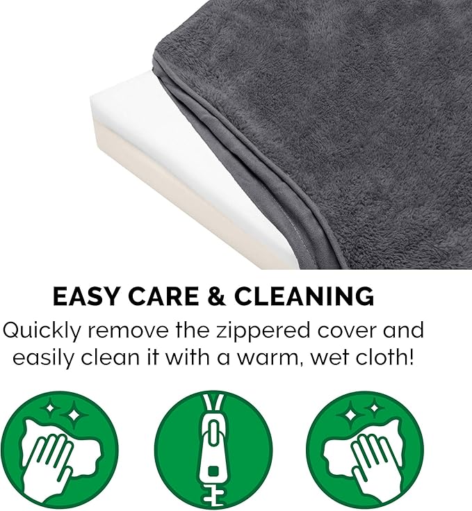 Furhaven Memory Foam Dog Bed for Large Dogs w/ Removable Washable Cover, For Dogs Up to 125 lbs - Terry & Suede Mattress - Gray, Jumbo Plus/XXL