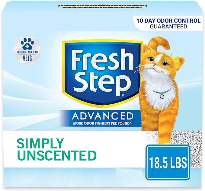 Fresh Step Clumping Cat Litter, Unscented, Long Lasting Odor Control Kitty Litter with Activated Charcoal, 18.5 lb