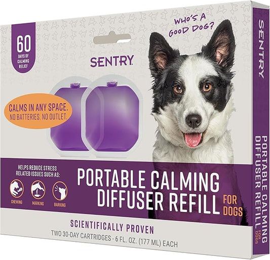 Sentry Behavior Portable Calming Diffuser Refill for Dogs, Reduces Stress and Bad Behavior with Calming Phereomones, Easy-to-use Portable Design, 60 Day Release