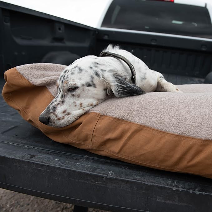 Carhartt Firm Duck Dog Bed, Durable Canvas Pet Bed with Water-Repellent Shell, Carhartt Brown with Sherpa Top, Medium