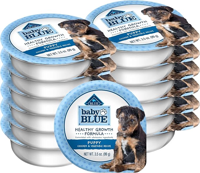 Blue Buffalo Baby BLUE Healthy Growth Formula Natural Puppy Wet Dog Food Cup, Chicken and Vegetable Recipe 3.5-oz Cups (Pack of 12)