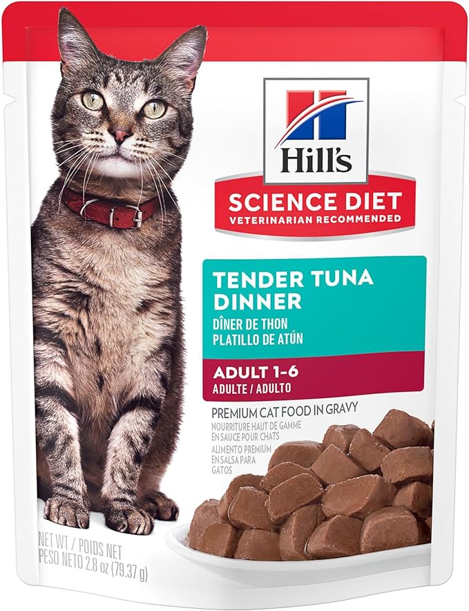 Hill's Science Diet Adult 1-6, Adult 1-6 Premium Nutrition, Wet Cat Food, Tuna Stew, 2.8 oz Pouch, Case of 24