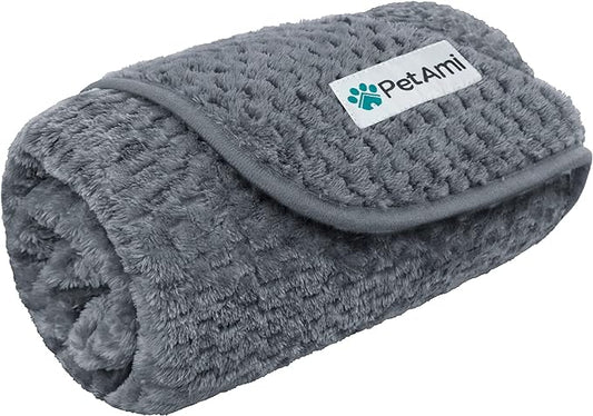 PetAmi Waterproof Dog Blanket, Leakproof Puppy Blanket for Small Medium Dogs, Furniture Sofa Couch Cover Protector, Fleece Pet Throw for Indoor Cat Kitten, Reversible Washable Soft Plush, 29x40 Gray