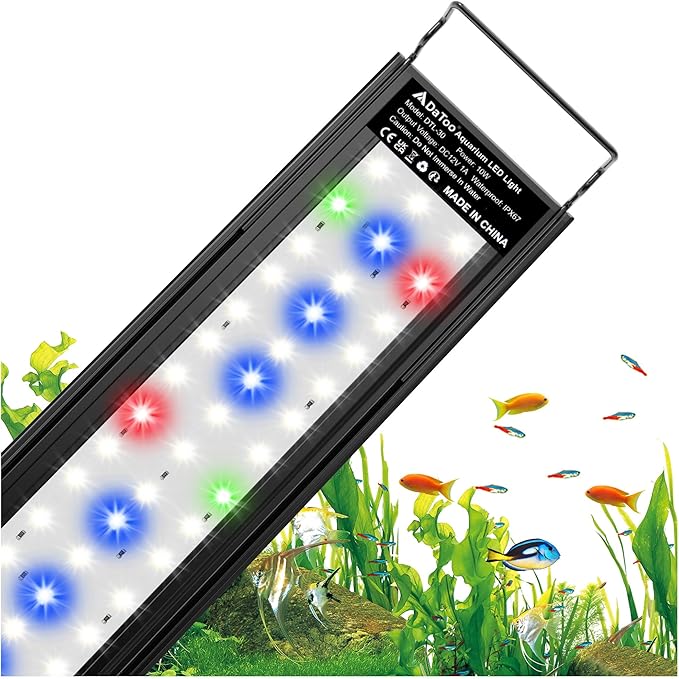 Aquarium LED Light Full Spectrum Fish Tank Lights White Blue Red Green Multi-Color LEDs Extendable Aquarium Light for 12 Inch to 18 Inch Fish Tanks