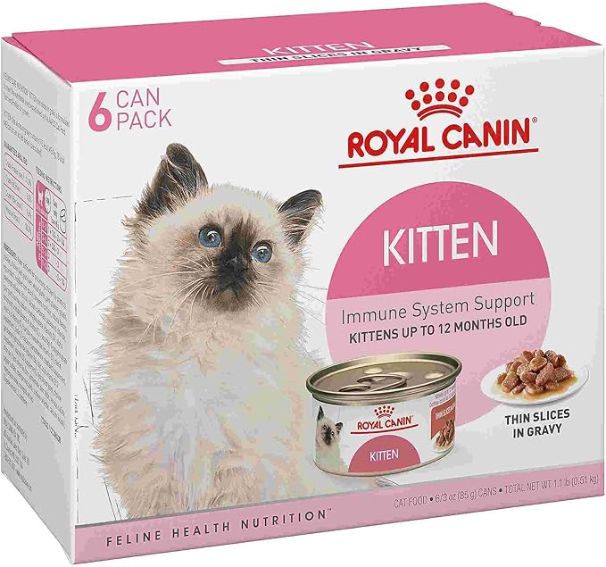 Royal Canin Feline Health Nutrition Kitten Thin Slices in Gravy Canned Cat Food, 3 oz can (6-pack)