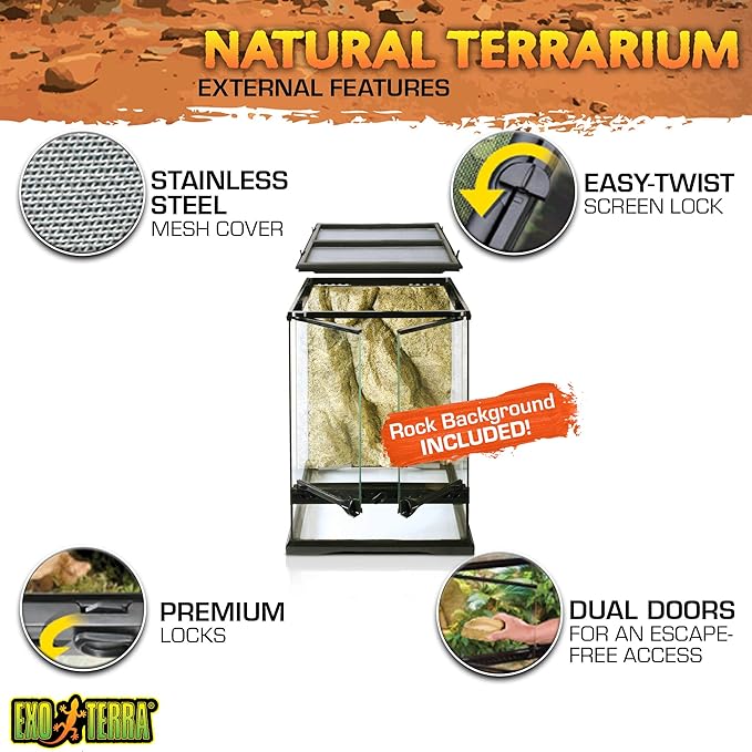 Exo Terra Glass Terrarium Kit, for Reptiles and Amphibians, Mini Tall, 12 x 12 x 18 inches, PT2602A1