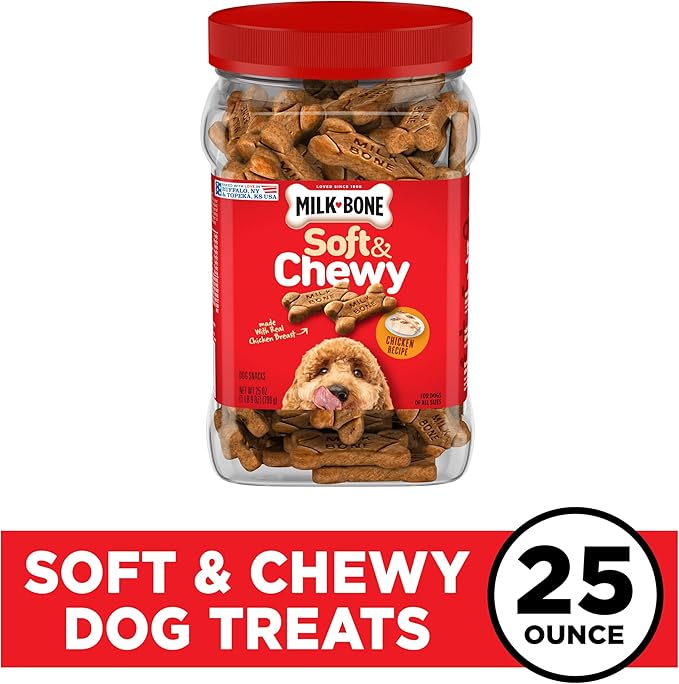 Milk-Bone Soft & Chewy Dog Treats, Chicken Recipe, 25 Ounce Made with Real Chicken Breast