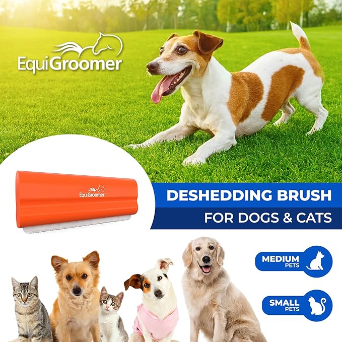 EasyGroomer Deshedding Brush for Dogs Cats | Orange | Undercoat Tool for Large and Small Pets | Comb Removes Loose Dirt, Hair and Fur | Perfect Clean for Short and Long Hair Grooming Shedding