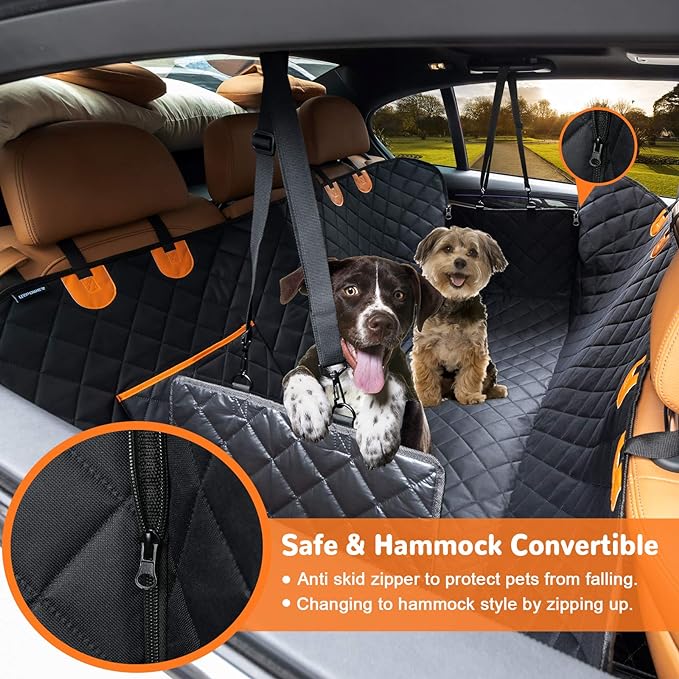 URPOWER Dog Seat Cover 100% Waterproof Hammock 600D Heavy Duty Scratch Proof Nonslip Durable Soft Pet Back Seat Covers for Cars Trucks and SUVs