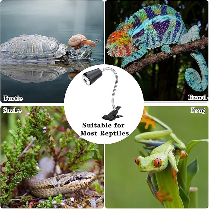 Reptile Heat Lamp,UVA/UVB Reptile Light,360° Rotatable Clip,Turtle Heating Lamp with Clamp,Reptile Basking Light for Reptiles Bearded Dragon Turtle Snake, E27 110V