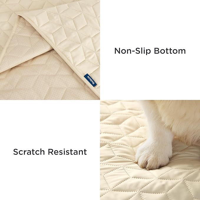 Bedsure 100% Waterproof Couch Cover for Dogs Washable - Non Slip Waterproof Dog Blanket for Couch Sofa, Lightweight Furniture Protector Durable for Pet Cat Puppy with Non-slip Bottom, Beige, 30x70IN