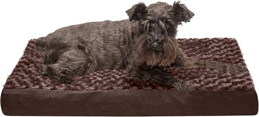 Furhaven Memory Foam Dog Bed for Medium/Small Dogs w/ Removable Washable Cover, For Dogs Up to 35 lbs - Ultra Plush Faux Fur & Suede Mattress - Chocolate, Medium