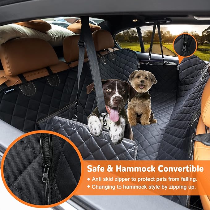 URPOWER Dog Car Seat Cover for Pets 100% Waterproof Hammock 600D Heavy Duty Scratch Proof Nonslip Durable Soft Back Seat Covers for Cars Trucks and SUVs