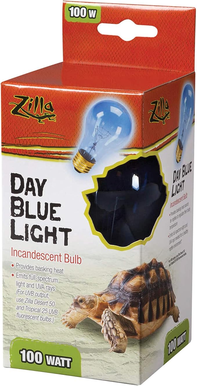 Zilla Reptile Terrarium Incandescent Heat Bulb, Day Blue, 100 Watts