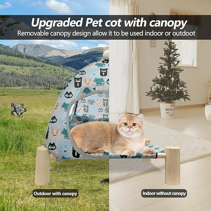 Pet Teepee House,Cat and Dog Waterproof Tent House,Breathable Washable Indoor/Outdoor Pet Tent, Suitable for Kitty, Puppy, Bunny and Small Animal (Colorful Cat)