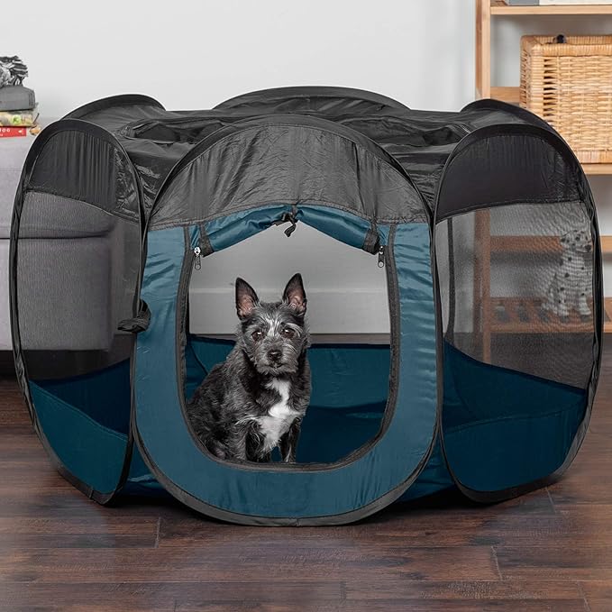 Furhaven Pop Up Playpen Pet Tent Playground - Sailor Blue, Small