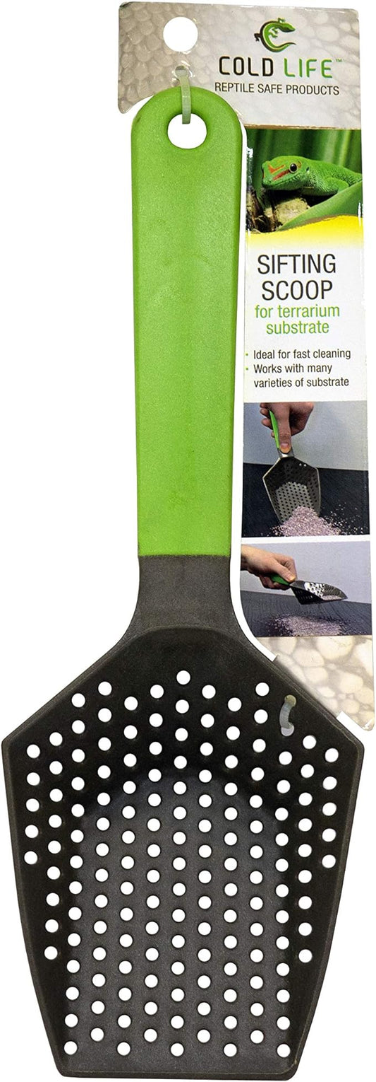 Cold Life Easy to Clean Sifting Litter Scoop Shovel for Small Pets Or Reptile Terrarium Sand Waste,Green,9 inches