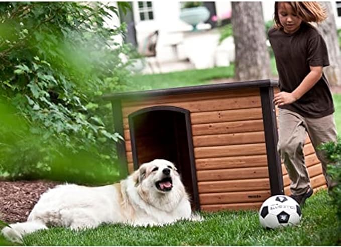 PRECISION PET PRODUCTS Extreme Outback Log Cabin Dog House, Large, Natural Wood (7027013)