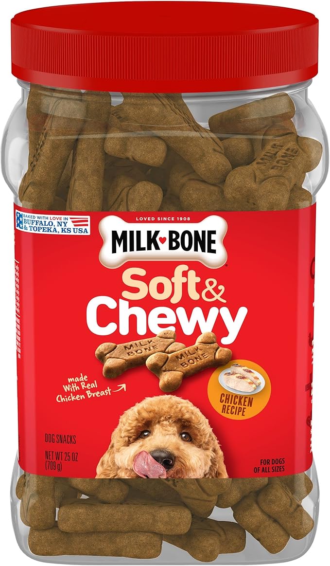 Milk-Bone Dog Treats Bundle: Original Biscuits for Medium Dogs 10 Pounds + Soft & Chewy Chicken 25 Ounce