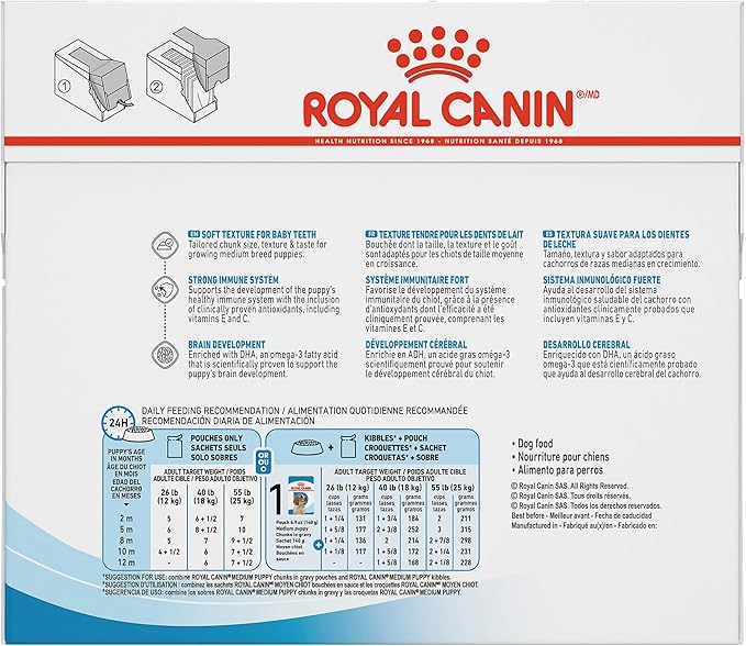 Royal Canin Size Health Nutrition Medium Puppy Chunks in Gravy Wet Dog Food, 4.9 oz pouch (10-pack)