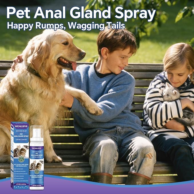 Anal Gland Spray for Dogs Cats - Fast Anal Gland Relief Stops Scooting & Itching Odor Elimination Anti Itch Dog Spray Pain Relieving Safe for All Animals - 4.06 FL OZ