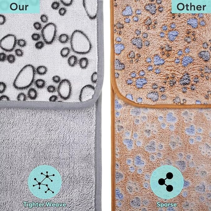 Stuffed Premium Soft Dog Blanket, with Flannel Grey Cute Paw Print, 43 * 66 inches, Cat Blanket Puppy Supplies Dog Products Stuff Essentials