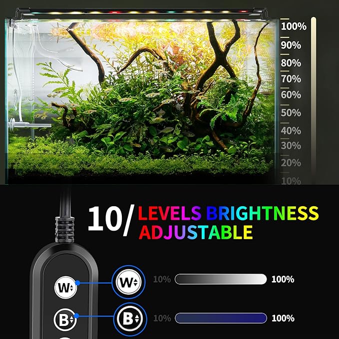 LED Aquarium Light, 24/7 Mode Fish Tank Light Full Spectrum Aquarium Plant Light, 55 W Aquarium Light Bar with Timer Extendable Bracket, Adjustable Brightness for 42-52 inch Fish Tank