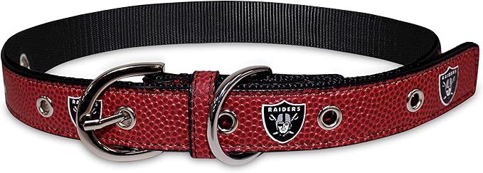 Pets First Tough Leather Pet Collar NFL Los Vegas Raiders Premium Dog Collar, Size Large.Best & Strongest Heavy-Duty Dog Collar!,oakland raiders,'large (20-29''L & 1''W)'(OAK-3081-LG)