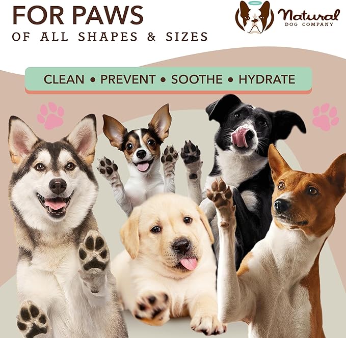 Natural Dog Paw Wipes -50 Ct- Organic, Vegan Pet Paw Wipes for Dogs, Eco-Friendly Dog Paw Wipes for Dogs, Ideal for Removing Dirt, Allergens & Moisturizes Dry Cracked Paws, Coconut Oil & Cocoa Butter