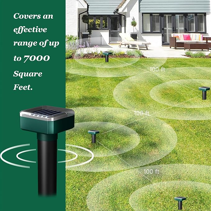 Snake Repellent for Yard,4 PCS Snake Repellent,Snake Repellent for Yard Powerful,Snake Away Repellent for Outdoors,Snake Repellent Pet Safe,Solar Powered,Sonic,Electronic and Waterproof