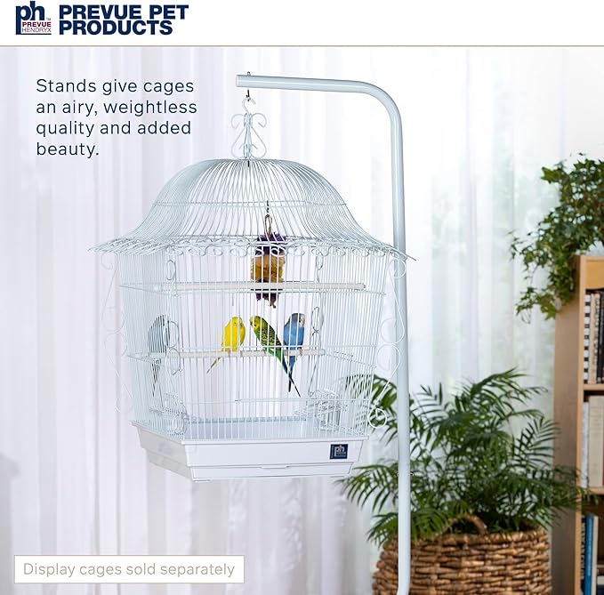 Prevue Pet Products Tubular Steel Hanging Bird Cage Stand 1781 White, 24-Inch by 24-Inch by 60-Inch