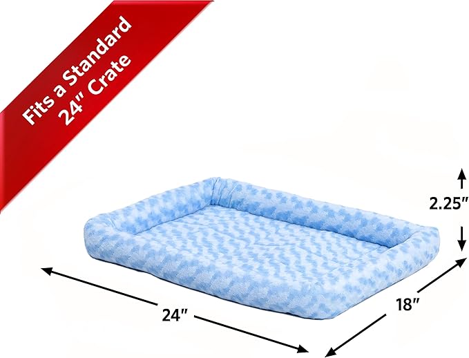 MidWest Homes for Pets Bolster Dog Bed 24L-Inch Blue Dog Bed or Cat Bed w/ Comfortable Bolster | Ideal for "Small" Dog Breeds & Fits a 24-Inch Dog Crate | Easy Maintenance Machine Wash & Dry