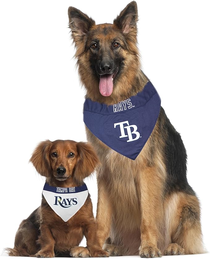 Pets First RAY-3217-L-XL MLB Tampa Bay Rays Reversible Pet Bandana, Large/X-Large, MLB Team Color