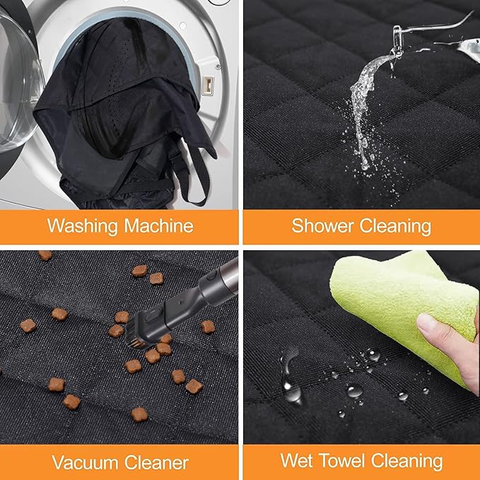 Dog Back Seat Cover Protector for Cars SUV and Trucks with Mesh Window, Scratchproof Nonslip and Waterproof Material Upgraded Version with Dog Leash(Black)