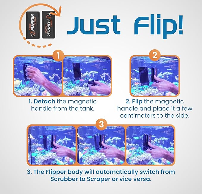 FL!PPER Cleaner Float - 2-in-1 Floating Magnetic Aquarium Glass Cleaner - Fish Tank Cleaner - Scrubber & Scraper Aquarium Cleaning Tools - Floating Fish Tank Cleaner, Nano