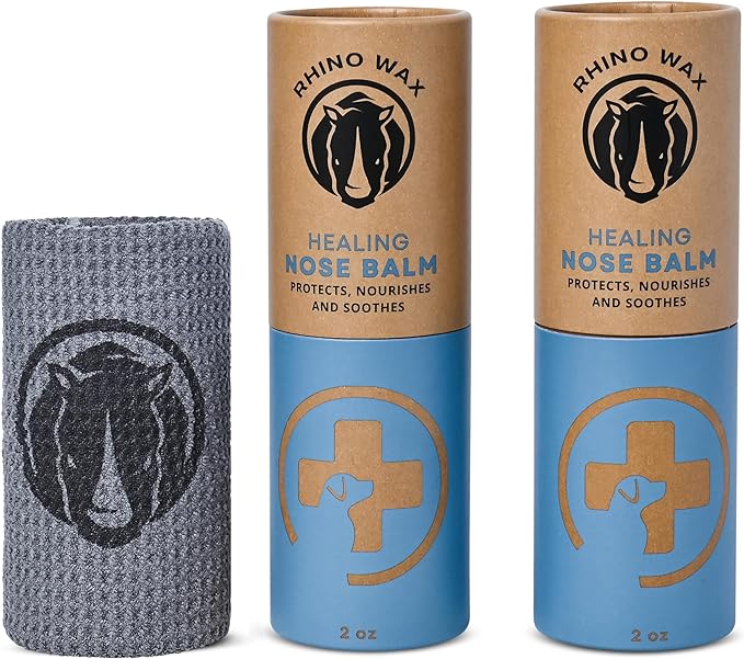 Healing Dog Nose Balm for Dry Nose - Snout Soother for Dogs (2 Tubes + Microfiber Cloth) for Cracked, Irritated Noses - Nose Butter for Dogs - Lick-Safe Natural Ingredients - Made in USA