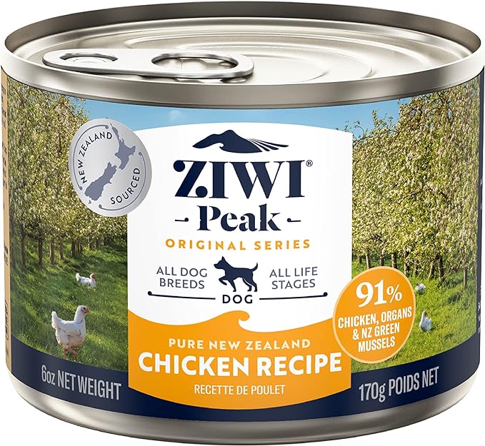 ZIWI Peak Canned Wet Dog Food – All Natural, High Protein, Grain Free, Limited Ingredient, with Superfoods (Chicken, Case of 12, 6oz Cans)