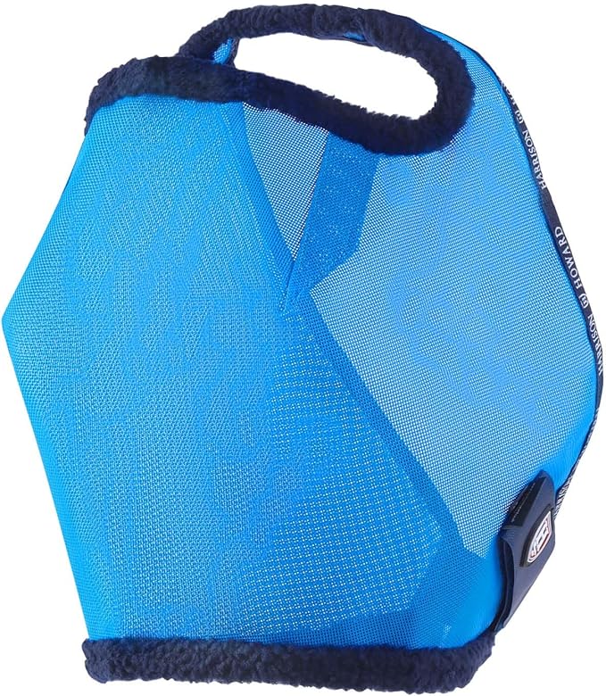 Harrison Howard All Round Mesh Horse Fly Mask UV Protective with Fleece Padded Edging Sky Blue L