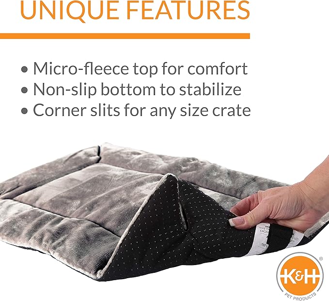 K&H Pet Products Self-Warming Crate Pad, Warming Dog Crate Bed, Machine Washable Dog Crate Mat, Gray Medium 21 X 31 Inches