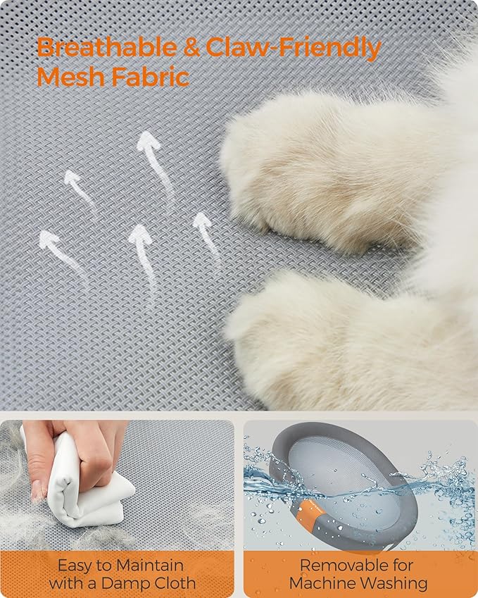 Feandrea Pet Bed, Elevated Cat Bed for Average Cats, Dog Bed for Miniature Dogs, with Removable Washable Mesh, for Pets up to 20 lb, Oval, Gray UPCB001G01