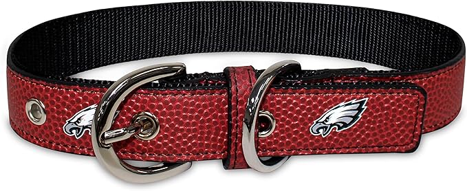 Pets First Tough Leather Pet Collar NFL Philadelphia Eagles Premium Dog Collar, Limited Edition, Size Medium. Best & Strongest Heavy-Duty Dog Collar!, Medium (16-20" Long & 1" Wide) (PHL-3081-MD)