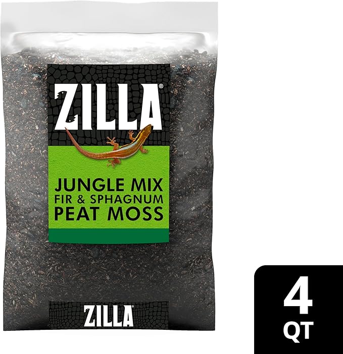 Zilla Pet Reptile Terrarium Substrate Bedding, Jungle Mix, for Frogs, Rainforest Geckos, Toads and Snakes, 4 Quart