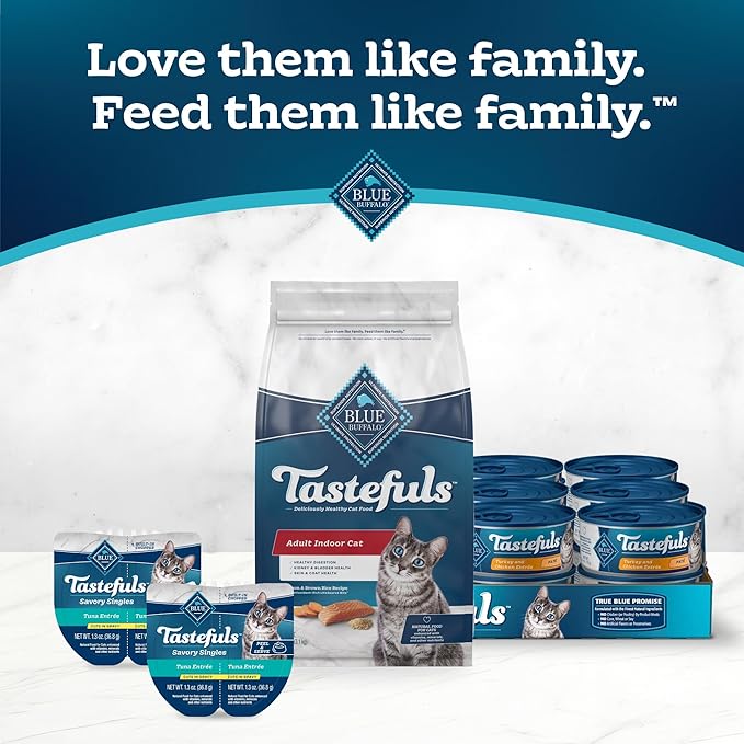 Blue Buffalo Tastefuls Adult Dry Cat Food Indoor Cat Formula, Made in the USA with Natural Ingredients, Salmon Recipe, 7-lb. Bag