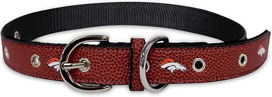 Pets First Tough Leather Pet Collar NFL Denver Broncos Premium Dog Collar, Limited Edition, Size Large. Best & Strongest Heavy-Duty Dog Collar!, 20-29" Long & 1" Wide, DEN-3081-LG