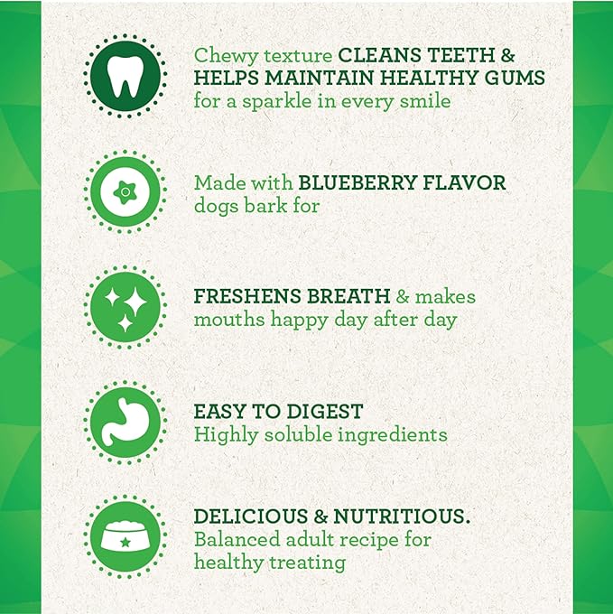 Greenies TEENIE Natural Dental Care Dog Treats Blueberry Flavor, 12 oz. Pack (43 Treats)