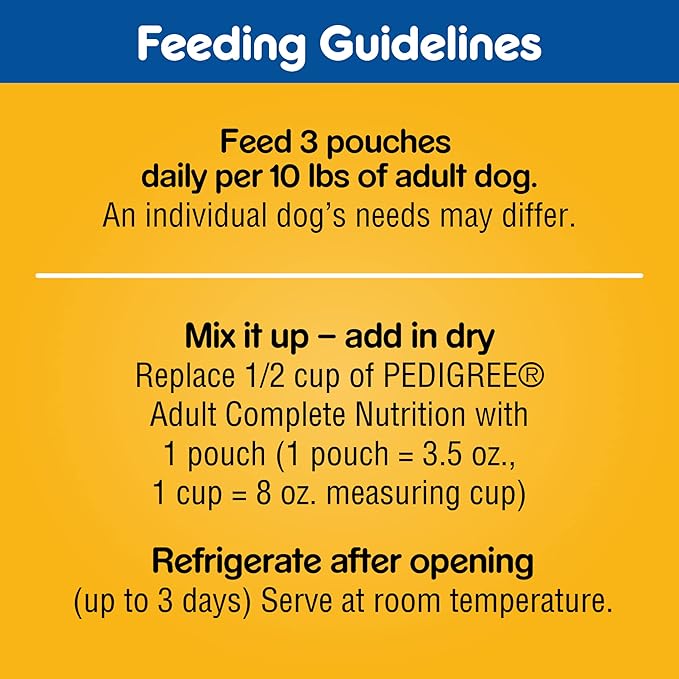 PEDIGREE CHOPPED GROUND DINNER Adult Soft Wet Dog Food 18-Count Variety Pack, 3.5 oz Pouches