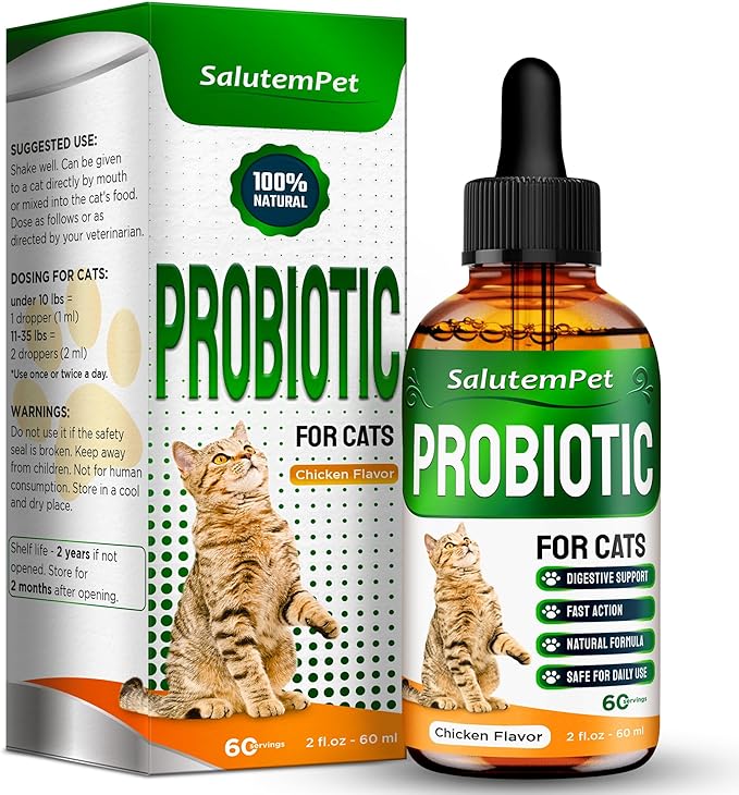 Cat Probiotic | Liquid Cat Probiotics for Indoor Cats | Cat Digestive Support | Probiotics for Cats Supplements | Natural Prebiotic for Cats | Liquid Probiotic for Cats | 2 Oz